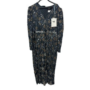 Mac Duggal Womens Evening Dress Size 12 Geometric Heavily Beaded 5472 $598